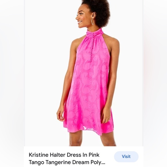 LILLY PULITZER hot pink dress Kristine Halter - Picture 2 of 10